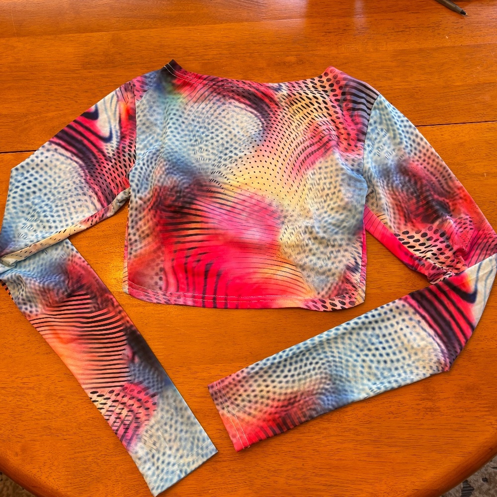 Edited Multi Color Long Sleeve Backless Top Size XS
